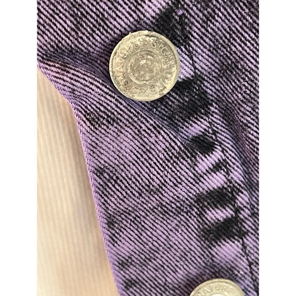 SIGNATURE Acid wash purple & black distressed Jean jacket S M L - Picture 8 of 11